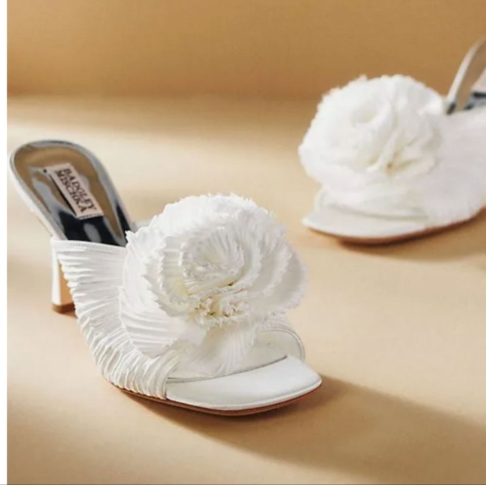 Badgley Mischka Blythe Rosette Heels, Size 7 & 10 - Picture 2 of 16